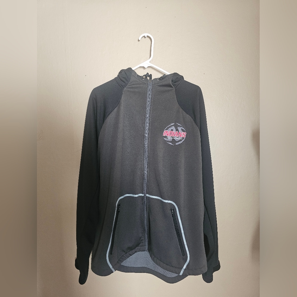 Mens Gray Jacket Hoodie with Indians Logo